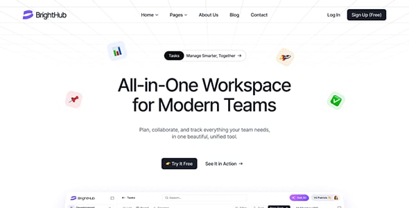 BrightHub - SaaS & Tech Startup WordPress Theme