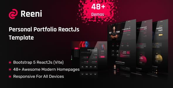 Reeni – Personal Portfolio CV & Resume ReactJs Template