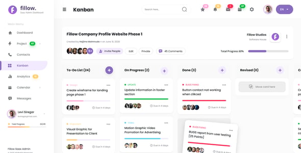 Fillow - Saas Admin Dashboard UI Template Figma